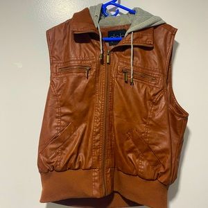 DEB Faux Brown Leather Vest
